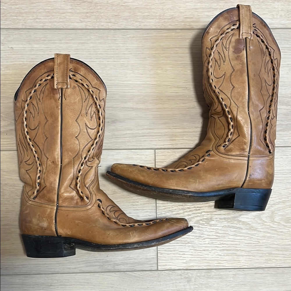 Vintage Dan Post Phoenix DP 26644 Brown Leather Cowboy Men's Western Boots 9.5D